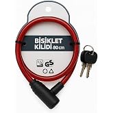 Proalet Yedek Anahtarlı Bisiklet Kilidi, &Ccedil;elik Halatlı, PVC Kaplamalı Dayanıklı Kilit, Motor, Bebek Arabası ve Seyyar Araba İ