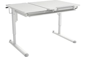 ‎K KETTLER K KETTLER Schülerschreibtisch Kinderschreibtisch höhenverstellbar und neigbar, mit Schublade und Rollen (Tischgestell alpinweiß/Tischplatte alpinweiß)