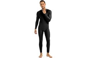 YiZYiF Body da Uomo Tuta Intera Lunga Leotard Bodysuit Unitard Catsuit da Uomo con Cerniera Inferiore Leggings Tuta da Ginnastica Jumpsuit Underwear Sportswear Allenamento