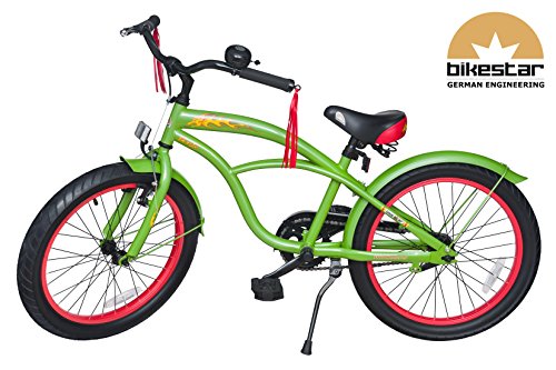 BIKESTAR® Premium Design Kinderfahrrad für coole Kids ab 6 Jahren ★ 20er Deluxe Cruiser Edition ★ Gecko Grün - 2