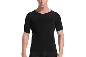 FONCBIEN Compression Shirt for Men, Tummy Control Body Shaper Men Compression Vest Slimming Elastic Compression Tops Waist Trainer Posture Corrector Undershirt