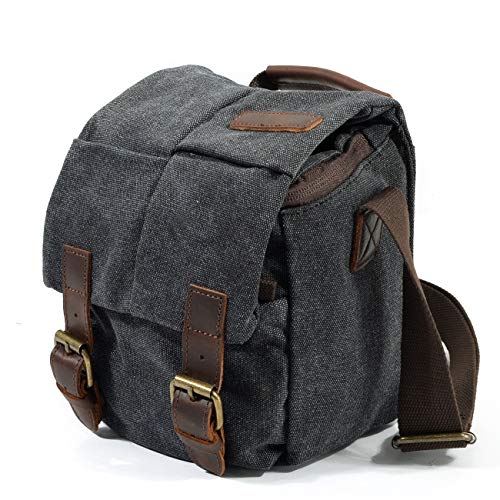 Preisvergleich Produktbild HKANG® Kamera Umhängetasche Canvas Umhängetasche Unisex Wasserdicht Diebstahlsicherung Feuchtigkeitsfest Crossbody Reiserucksack Spiegelreflexkamera 1 Objektiv,Gray