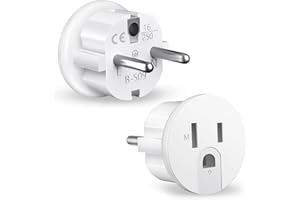 VECBMN Adaptador Enchufe Europeo a Americano, 2 Piezas Adaptador Americano a Europeo, A-daptador Enchufe USA a Europa, E nchufe A mericano a E-uropeo para E-uropa USA Francia Alemania España Austria