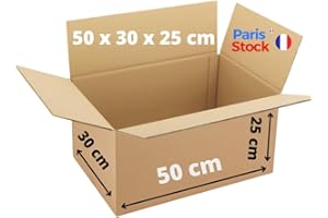 PARIS STOCK Lot de Cartons d'expéditions ou Déménagements 50 X 33 X 25 cm - (5)