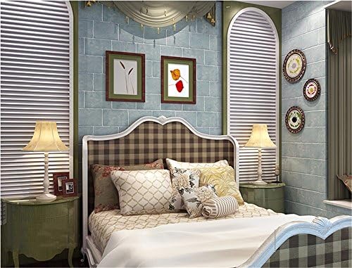 GaoHX European Retro Living Room Bedroom Brick Wallpaper 3D Brick Pattern Marble Hotel Lobby Television Background Wallpaper,Light Blue