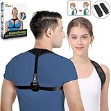 SKEY Posture Corrector for Men & Women Best Upper Back Shoulder Support Adjustable Physical Therapy Brace Spinal Cord Posture Comfortable Body Architect Trainer Neck Pain Relief Super Thin & Light (M)