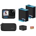 GoPro HERO10 Holiday Bundle - Waterproof Action Camera with Dual Battery Charger, Extra Battery, Compact Case and 64GB Extreme MicroSD Card Optical (Black)