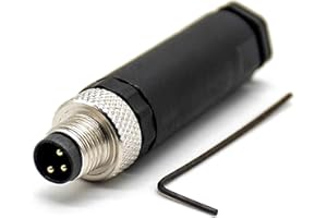 Elecbee Connecteur M8 A Code Mâle à 3 Broches, Connecteur Fileté Droit A - Code Non Blindé Connecteur M8 Prise D'actionneur Aéronautique à 3 Pôles, Capteur Installable sur Le Terrain IP67 Étanche