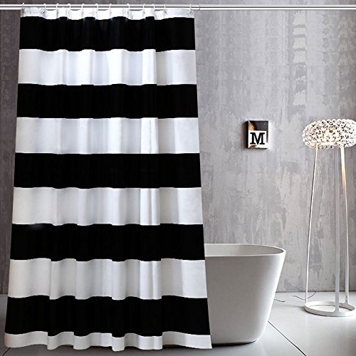 Badaccessoires Schwarz und Weiß vertikale Streifen Duschvorhang 180 x