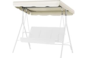 Flexzion Replacement Canopy For Outdoor Swing - 77" X 43" / 1.96m X 1.09m 2 Seat Bench Glider Swings Shade Fabric UV Weather Waterproof For Outdoor Garden Patio Yard Park Porch Seat Furniture, White