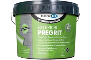 HOMETRIC Bond IT 10L Exterior Render Pregrit Bonding agent for exterior walls. For use on concrete, brickwork, light blockwork,Grip Render Grit - Pale Green