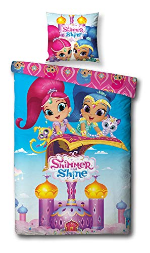 Juego de Cama Shimmer and Shine - Funda de edredón (140 x 200) + Funda de Almohada (63 x 63) Algodon