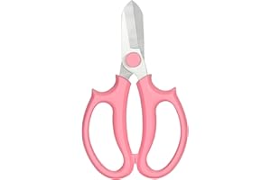 HIHUHEN Floral Shears, Premium Steel Garden Pruning Shears Floral Fruits Leaf Scissors Hand Pruner Snip Trimming Tool for Gardening Flower Arrangement (Pink)