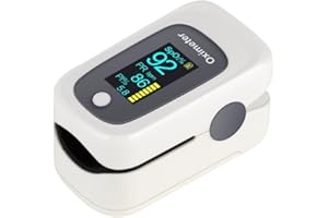 Pulse Oximeter Fitharbour New Version [CE Certified ] Blood Oxygen Saturation Monitor Fingertip OLED Display HR with Alarm Two AAA Batteries Carry Bag & Lanyard (Grey [No Case])