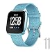Produktbild Für Fitbit Versa Lite Armband, Woven Ersetzerband Verstellbares Zubehör Uhrenarmband mit Edelstahlschnalle Für Fitbit Versa Lite Smartwatch (Blau)