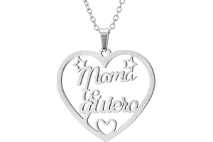 RWQIAN Collar Mamá Collar Madre Arbol de la Vida Colgante de corazón Color de Plata Oro Acero Inoxidable Collares Mujer Regalo para Mamá Abuela Joyería Familiar 45cm