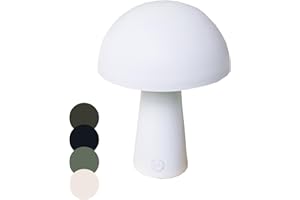 Coen Bakker LED Tischlampe Pilzform dimmbar IP44 USB 3 Lichtfarben Touch-Dimmer Innen & Außen Camping Balkon Terrasse Schlafzimmer, Farbe:Weiß