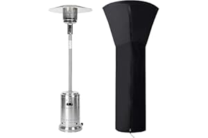 FOUNDOVE Patio Heater Cover Waterproof, Garden Round Stand Up Furniture Protector, Outdoor Chimenea Cover with Zipper & Drawstring 226x89x48CM