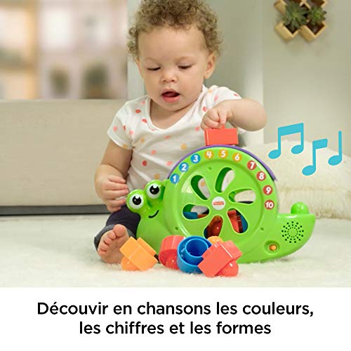 Fisher-Price Mon Ami l'Escargot Jouet Bébé pour Apprendre les Formes, les Chiffres et les Couleurs, avec 10 Musiques, 6 Mois et Plus, FRB87 – Image 6