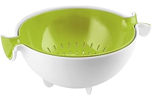 Guzzini - Kitchen Active Design, SPIN&DRAIN Zestaw do segregacji odpadów kuchennych z pojemnikiem - zielony jabłkowy, 30 x 25 x h12,5 cm - 29250084