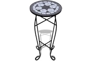 vidaXL Mozaikowy stolik boczny, czarno-biały