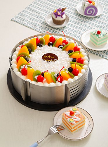 Somine Edelstahl verstellbare Tortenbodenteiler Scalable Kuchenring Schicht Kuchen Slicer von 23cm bis 30cm im Durchmesser- Für Kuchen, Mousse, Gebäck - 6