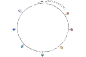 HOOHWE S925 Sterling Silver Butterfly/Anchor/Sea Turtle/Cross/Sunflower/Moon Anklet for Women Girls Double Layered Ankle Bracelet Adjustable Foot Chain Jewelry