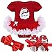 YiZYiF My First Christmas Tree Santa Jumpsuit Girls Tutu Outfit Baby Dress Clothes Set Christmas Santa Claus 0-3 Months
