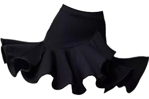 HWBZSZY Bambino Latino Sala da Ballo Danza Gonna Samba ChaCha Pieghe Dancewear Big Swing Lotus Leaf Shape Rave Party Costume Danza Performance Pratica Gonna Corta