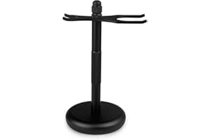 QShave Deluxe Chrome Razor and Brush Stand Holder Fit All Your Shaving Accessories, Black