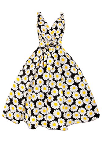 Sarah-P Daisy Print 50's Retro Rockabilly Swing Vintage Style Dress (10)