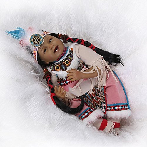 Nicery Reborn Baby Doll Indian Style Black Skin 22inch 55cm Simulation Silicone Vinyl Magnetic Mouth Lifelike Boy Girl Toy Smile