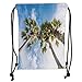 Produktbild OQUYCZ Drawstring Sack Backpacks Bags,Nature,Palm Tree at Phromthep Cape Phuket Thailand with Summer Sky View Holiday Picture,Blue Green Soft Satin,5 Liter Capacity,Adjustable String Closure,T