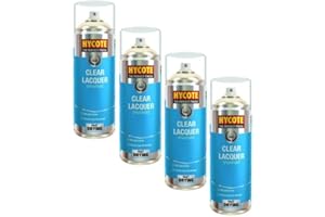 MOTOR WORLD Hycote XUK0232 High Gloss Clear Acrylic based Lacquer Waterproof Coat Spray Paint 400ml X4 - Can be used on variety of surfaces Metal, Metallic, Wood, Glass, Ceramics