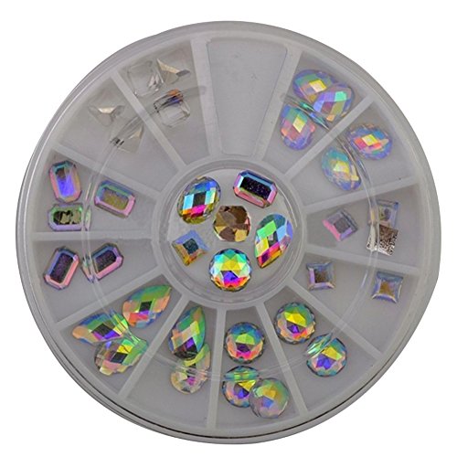 KAIKSO-IN 36PCS 3D Nail Art Glitter Strass-Rad-Nagel-Dekoration-Design-Tool Weiß AB - 2