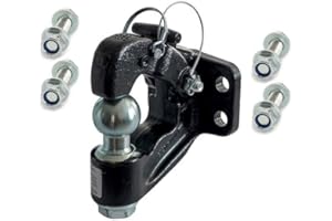 Crochet attelage Mixte 3500kg 4 Trous, Chape avec Boule diam 50mm, Anneaux 68 et 76. Livré avec visserie