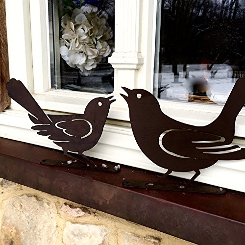 Antikas – Vogel Dekoration Tierfiguren für den Garten, Deko Gartenmauer Vogelpaar Metall - 2