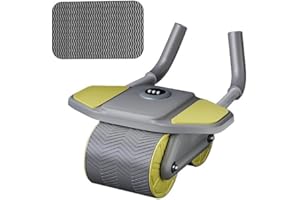 VRINO Automatic Rebound Abdominal Wheel Ab Roller Wheel 4D Abdominal Exercise Roller with Elbow Support Workout Equipment for Core Strength Training Home Gym Fitness