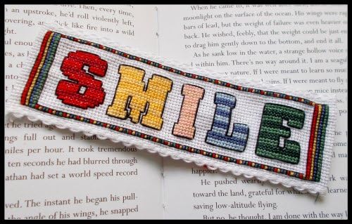 SMILE - Cross Stitch Bookmark kit - SMILE Cross Stitch Kit from Emma Louise Art Stitch