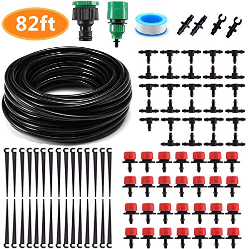 Joy.J, Kit di irrigazione a Goccia, 25 m, Sistema di irrigazione Fai da Te, Sistema di irrigazione Facile Automatico per Prato, Serra, aiuole
