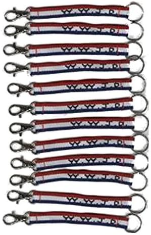 1 Dozen Red White Blue Stripe With Black Writing Woven W.W.J.D Key Chains What Would Jesus Do by CTC Gifts