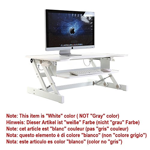 ER Healthy Sit-stand Desktop Computer Workstation | Height-adjustable Standing Desk | Raising and Lowering to Various Positions for Ergonomic Comfort (White)(Gray)