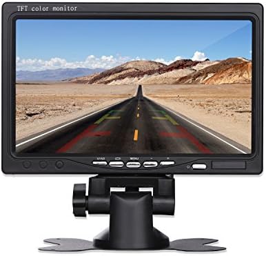 CIpotZIZ 7" inch TFT LCD Car Monitor, Portable Backlight Digital Car Rear View Monitor for Backup Camera,Support 800*480,1024*768 Pixels,16:9/4:3,NTSC/PAL,with Remote controller and Stand Bracket
