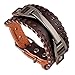 Produktbild LPRWEC 2 Packs persönlichkeit Mode-Design Punk männer Rindsleder Armband einstellbare zubehör weben echtes Leder Armband braun,Brown