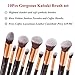 Party Queen Classic 10Pcs Kabuki Makeup Brush Set with Luxury Pouch
