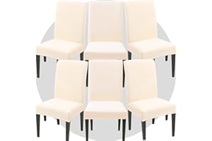 ZHILING Stuhlhussen Bezüge Set von 6 Super Fit Stretch abnehmbare waschbare Esszimmerstuhl Protector Cover Sitzbezug für Hotel, Esszimmer, Zeremonie, Bankett Hochzeitsfeier(Beige)