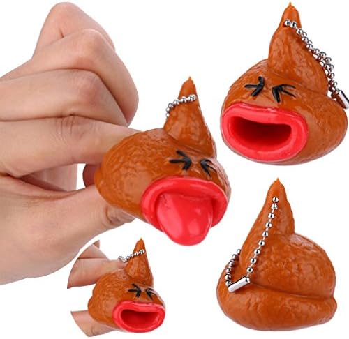 Quistal Poo Emoji Emoticon Toy Keychains Pop Out Tongues Novelty Fun Little Tricky Prank Great Gift For Toddlers Boys & Girls | Suitable For Autism & ADHD (Brown)