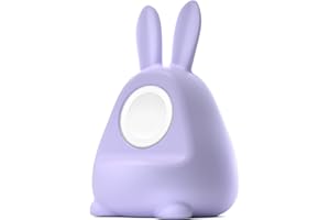 ELETIUO Lade-Ständer mit Silikon-Dock kompatibel mit Apple Watch Series 1-10/SE/SE2/Ultra/Ultra 2 (49/45/44/42/41/40/38mm), Hasen-iWatch-Ladestation mit Nachtmodus, lila