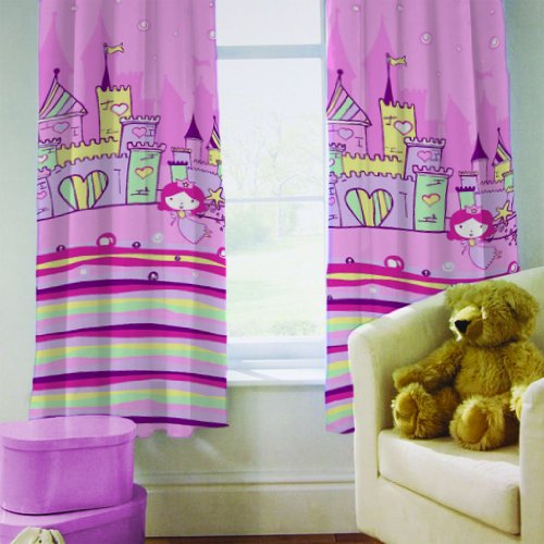 Curtains 66" x 54" Princess Castle with Tie Backs