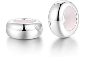 YASHUO 2 PCS Solid 925 Sterling Silver Beads Rubber Spacer Focal Round Stopper Beads for Charm Bracelets European Story Charm